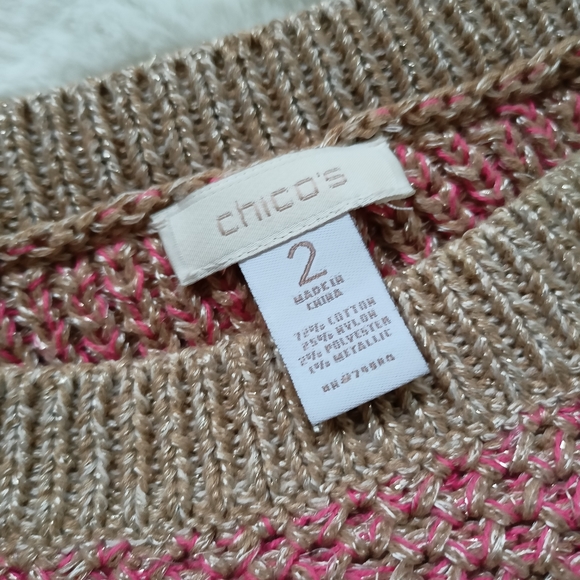 🌷3/15🌷 Chico's knit short sleeve sweater size 2 - Picture 4 of 6
